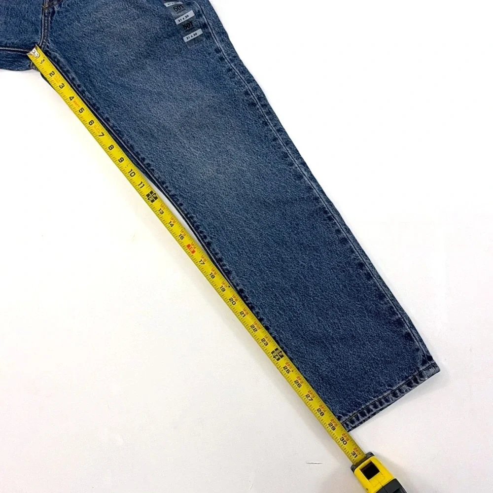 Levis 501 Original High Rise Straight Leg Studded Blue Jeans W31 L30 NEW NWT